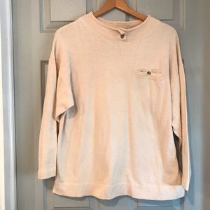 Mainframe Men's M 100% Cotton Cream Long Sleeve Crew Neck Button Pocket Shirt